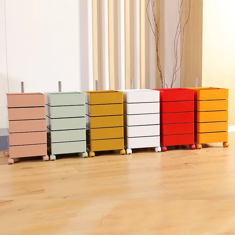 K-STAR 360 Rotating Cabinet Movable Bedside Table Sofa Side Cabinet Locker Simple Drawer Cosmetics Storage New