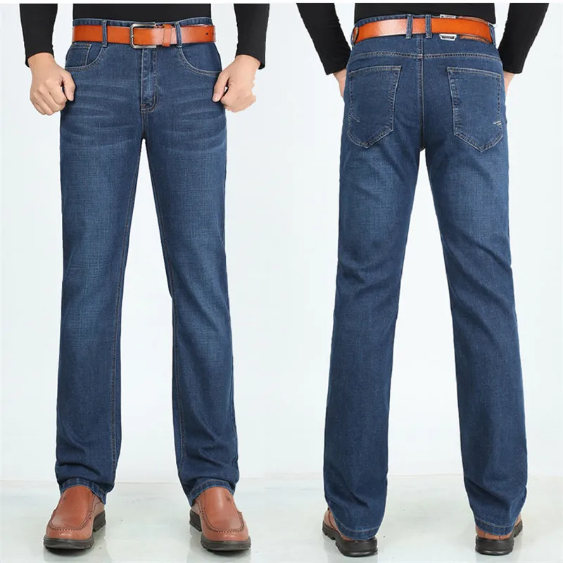 Tall Men Jeans 117CM Extra Long Straight Slim Fit High Waist Fleece Winter Denim Plus Size 40 42 44 46 Pants denim pants denim trousers