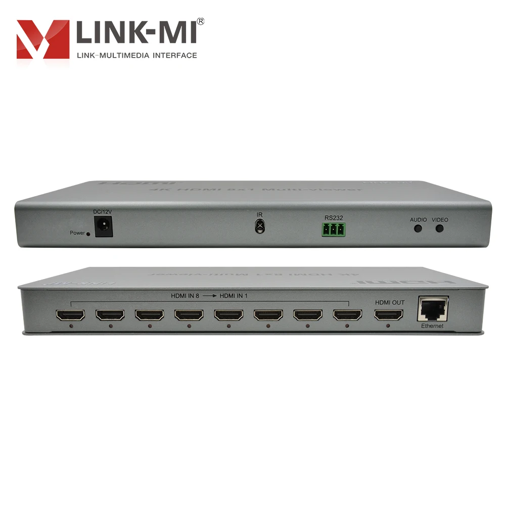 LINK-MI 4K30Hz 8x1 HDMI 멀티 뷰어 지원 원활한 스위칭, RS232 제어, 1080p, 오디오 및 비디오 Superposition 포함