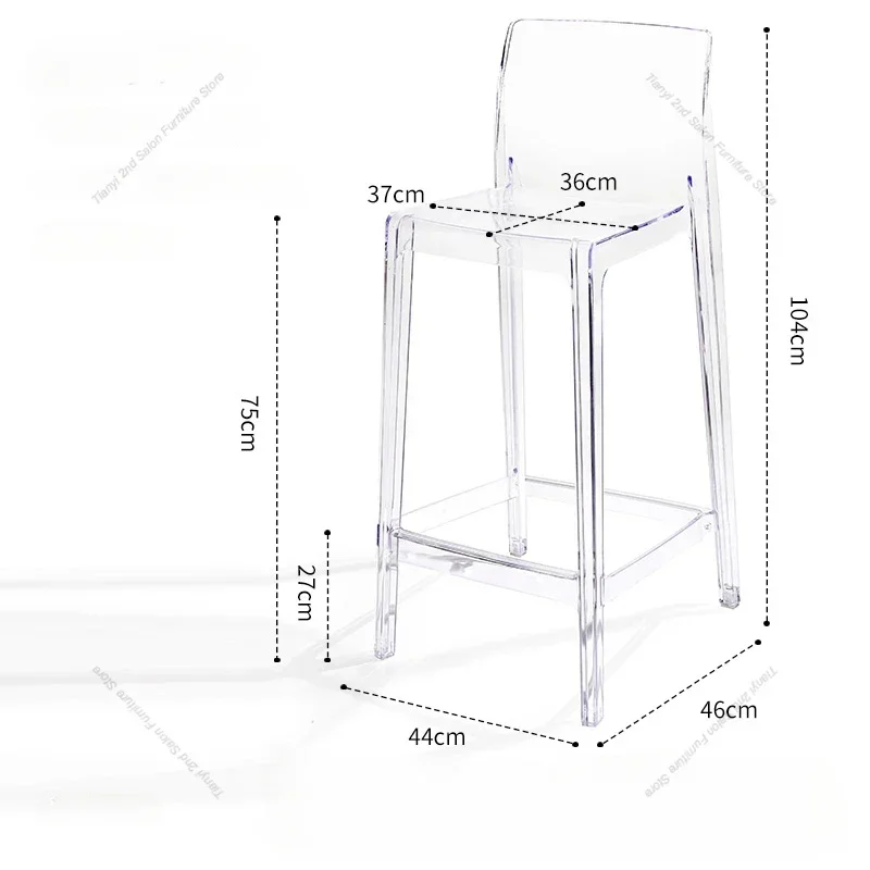High Dining Bar Chairs Office Nordic Accent Velvet Bar Stools Luxury Transparent Acrylic Design Banqueta Home Furniture HBBC