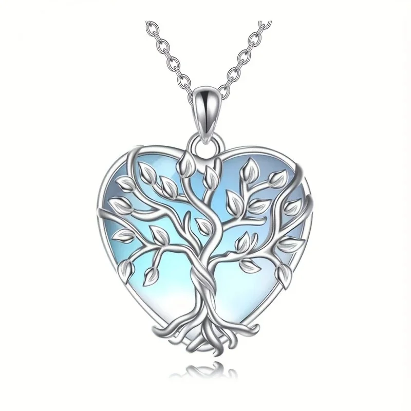 Pendentif Argent 925 Pierre Naissance Collier Arbre De Vie Argent 925 - Pendentif Spirituel Avec Pierre De Naissance Cadeau Femme Argent