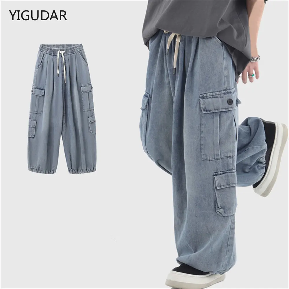 Baggy Jeans Trousers Male Denim Pants Black Wide Leg Pants Men's Jeans men Oversize Cargo Korean Streetwear Hip Hop Harajuku
