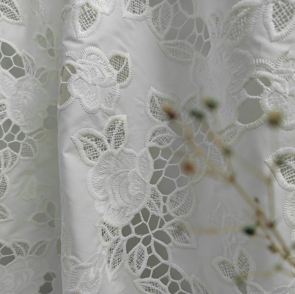 Cotton Laser Embroidery Cloth Imitation Tencel Cloth Embroidery Cotton Lace Fabric