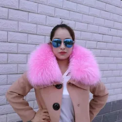 Women's Scarf Winter Raccoon Fur Collar For Coat Scarf Neck Warmer Shawl Natural Fur Collar Fur Scarves Warps Red Fur Collar