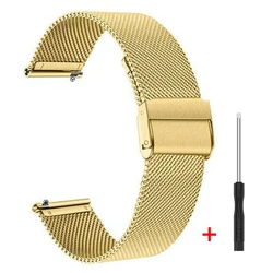 Premium Stainless Steel Wristband Set - Elegant Metal Strap Collection (2 - Pack) - 22MM (Gold)