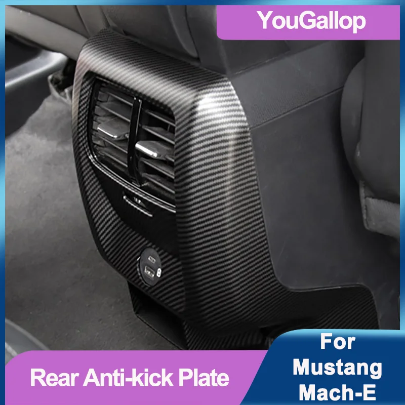 Rear Air Outlet Frame For Ford Mustang Mach-E Anti-Kick Plate Sticker Protective Cover Carbon Fiber Abs Interior Modification