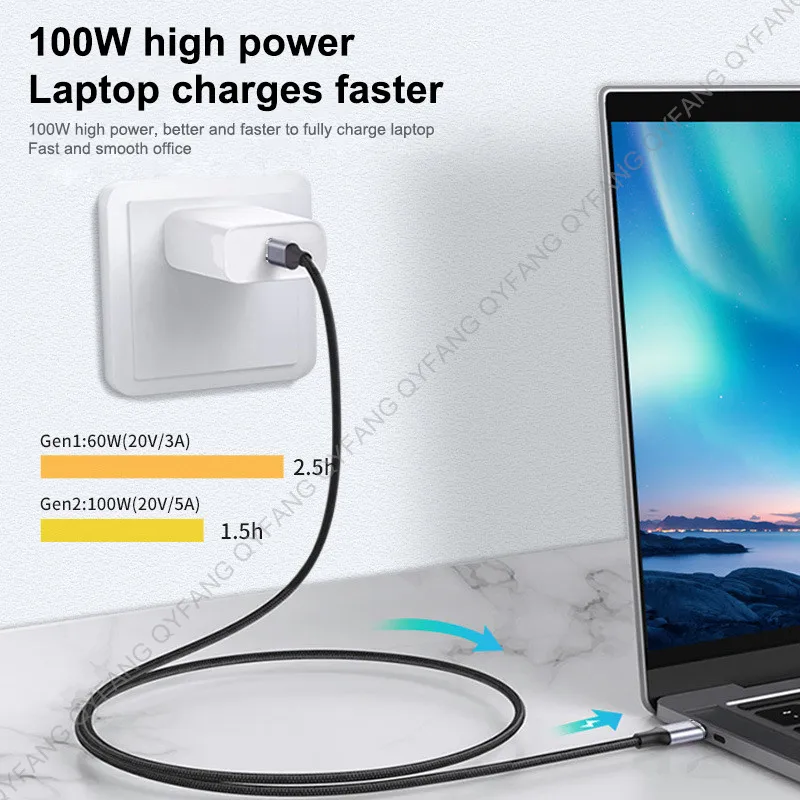 USB 3.2 gen2 10gbps blesk loketní kabel USB C 4K vidio typ C 5A 100W type-c rychlý šňůra pro macbook pro USB3.1 gen2 kabel