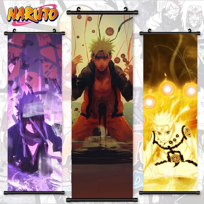 

Wall Artwork Anime Canvas Uzumaki Naruto Painting Kakashi Picture Kyubi Print Uchiha Sasuke Poster Hanging Scroll Gai Home Decor