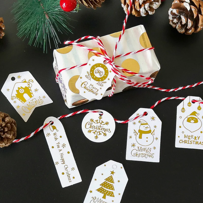 Coffret de décoration,Étiquettes de joyeux noël en papier imprimées,50 ...