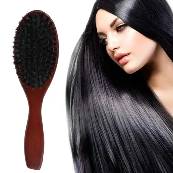 Natural Boar Bristle Hairbrush Women Anti-Static Massage Comb Fluffy Comb Hairdressing Barber Hair Styling Barber Accessories