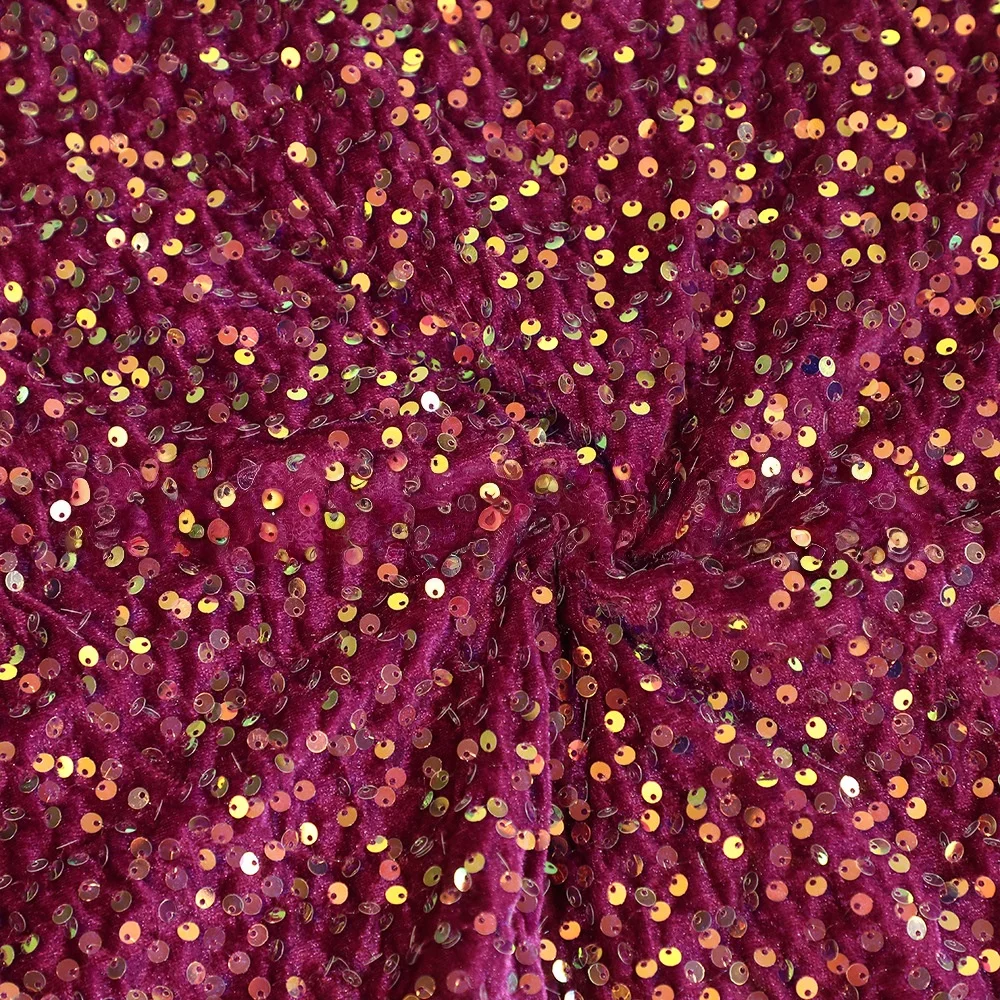 Vibrant Multicolor Sequined Embroidered Velvet Fabric