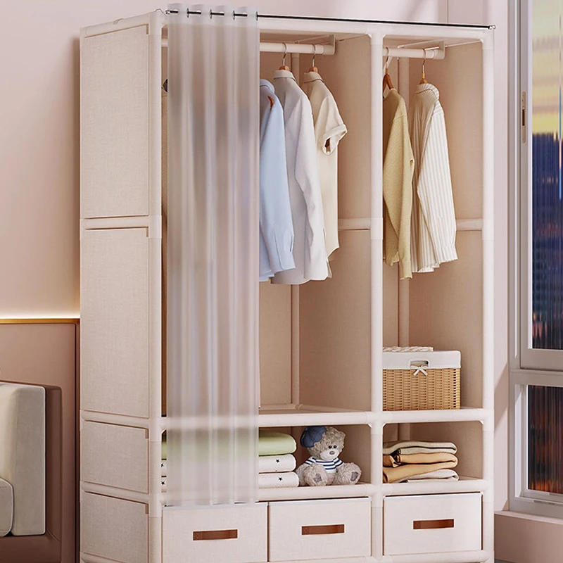 Wardrobe with Storage Sorting Shelves for Household Bedroom Rental Room organization and storage furniture