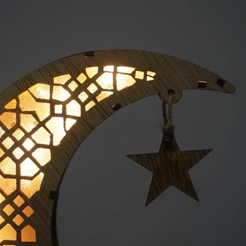 Ghirlanda Metallica Ramadan Mubarak – Luna E Stelle Con Segno Zodiacale Reversibile, Decorazione Da Parete Per Interni, Fiori Artificiali - 4