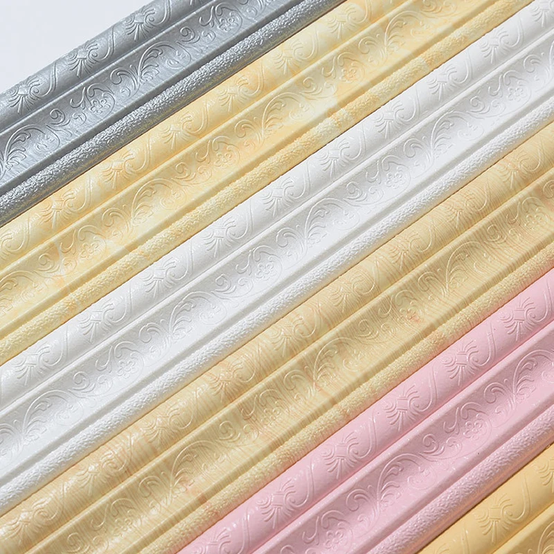 2.3M 3D Wall Trim Line Skirting Border Living Room Home Decor Self Adhesive Waterproof Baseboard Wallpaper Wall Skirting Lines