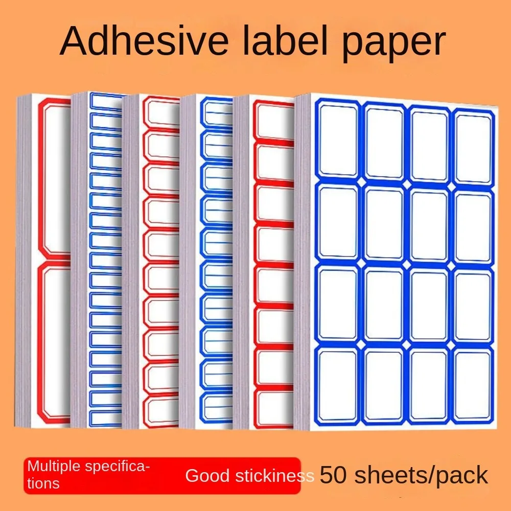 

50 Sheets/bag Handwritten Handwritten Price Stickers Pastable Price Paper Self-adhesive Label Stickers Blue/red Assorted
