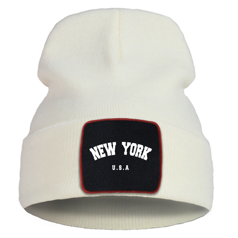 New York City U.S.A Print Male Bonnet Hats Casual Street Knitted Cap Autumn  Winter Warm Balaclava Fashion Creativity Mans Beanie