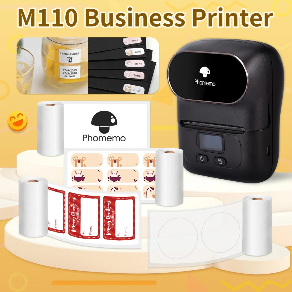 best mini photo printer Phomemo M110 Portable Thermal Label Printer 1500mAh Long Battery Life Pocket BT Thermal Label Maker Printer for Business, Office best portable photo printer