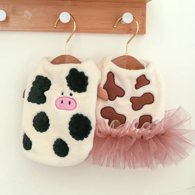 

Warm Winter Pet Dress Small Medium Dogs Coat Cartoon York Outfits Poodle Tutu Skirt Schnauzer Garment Cute Dog Clothes Dropship