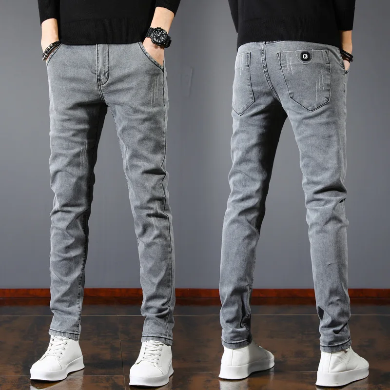 2023 Spring and Autumn New Classic Fashion Trend Solid Color Elastic Small Legs Men\'s Casual Slim Comfortable Breathable Pants