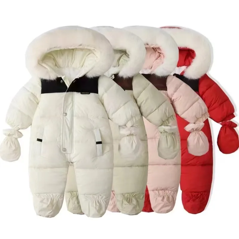 Winter Newborn Baby Girl Jumpsuit Warm Baby Romper Gloves Ski Suit Thicken Infant Snowsuit Children&rsquo;s Clothing Set baby jumpsuit ski jumpsuit