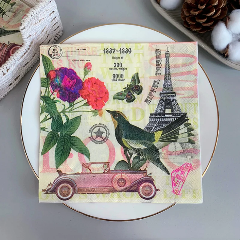 20pcs/bag, Table Decoupage Paper Napkins, Vintage Architecture