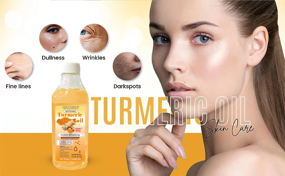 500ml Turmeric Remove Dark Spots Essential Oil for Women Moroccan Ginger Anti Wrinkle Serum Men Whitening Moisturizing Skin Care
