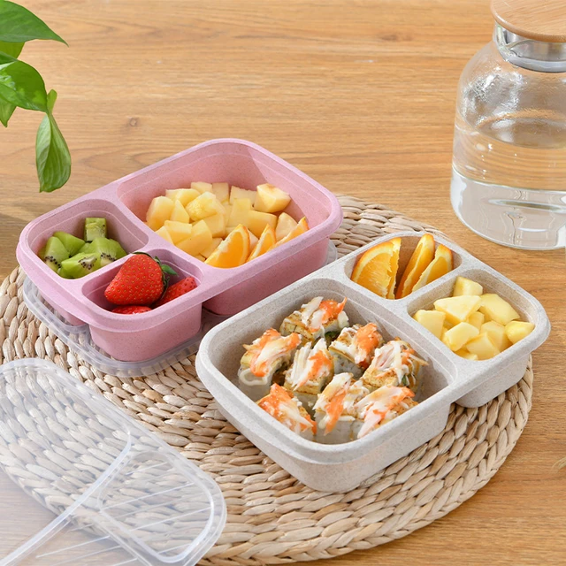 Portable Lunch Box Healthy Wheat Straw Compartment Non-toxic Food Container  Kids Adult Independent Lunch Fruit Box Microwave - AliExpress