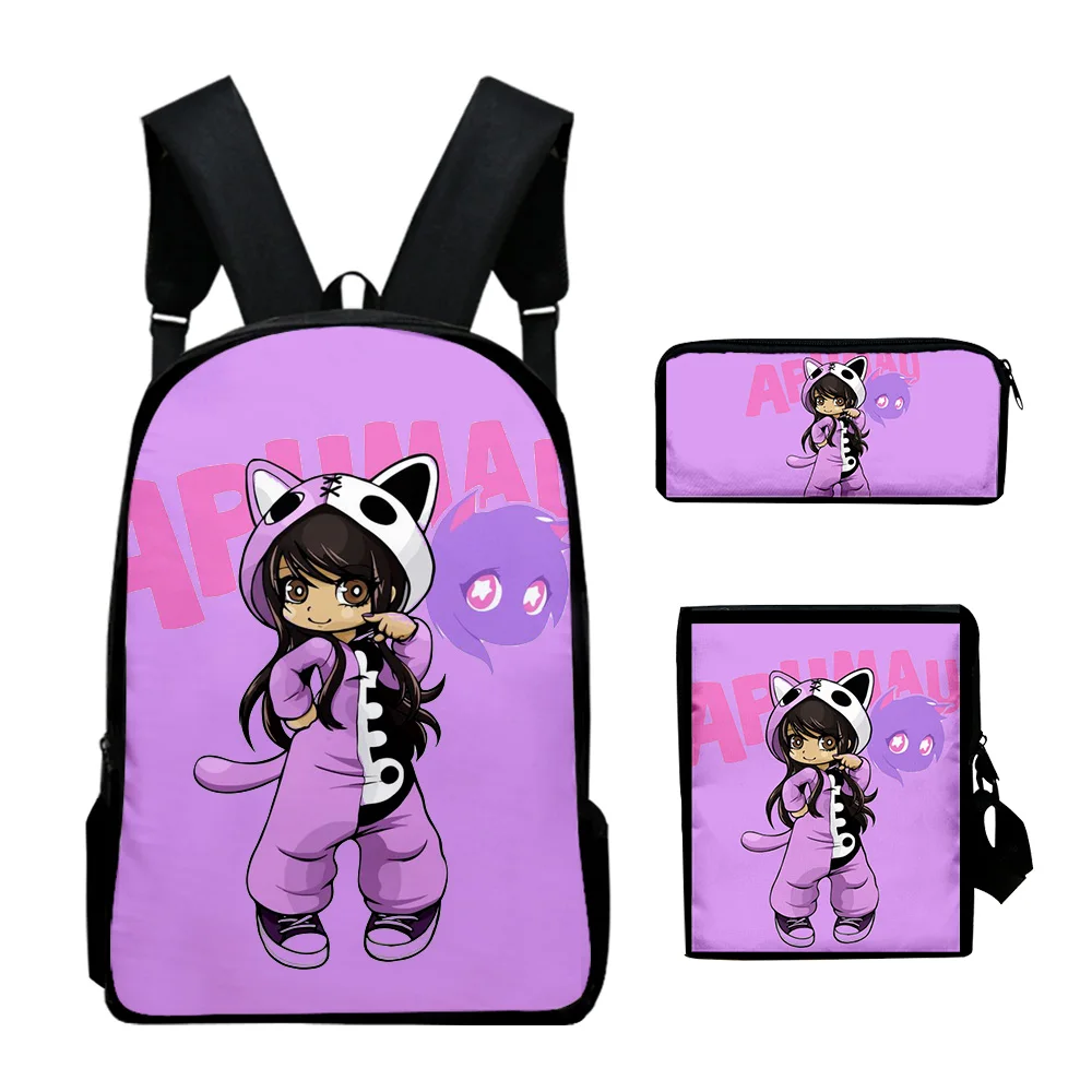 

Новый набор из 3 предметов Aphmau merch, легкий Молодежный Школьный рюкзак, сумка-мессенджер с 3D принтом, чехол-карандаш