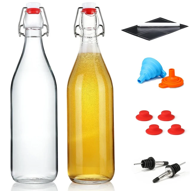 1L Swing Top Glass Bottles Airtight Stopper Lids Flip Top Brewing Bottle for Fermentation, Kombucha, Mead, Vinegar, Beer, Kefir 1L Swing Top Glass Bottles Airtight Stopper Lids Flip Top Brewing Bottle for Fermentation, Kombucha, Mead, Vinegar, Beer, Kefir