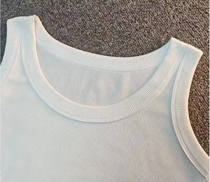 Women Fashion Ribbed Crop Tees Sleeveless Tank Top Ladies Basic Fitness Camisole Summer