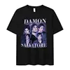 Damon Salvatore Ian Somerhalder TV Series Graphic T Shirts Men's Retro Gothic Fashion Oversized Cotton T-shirt Unisex Streetwear 2