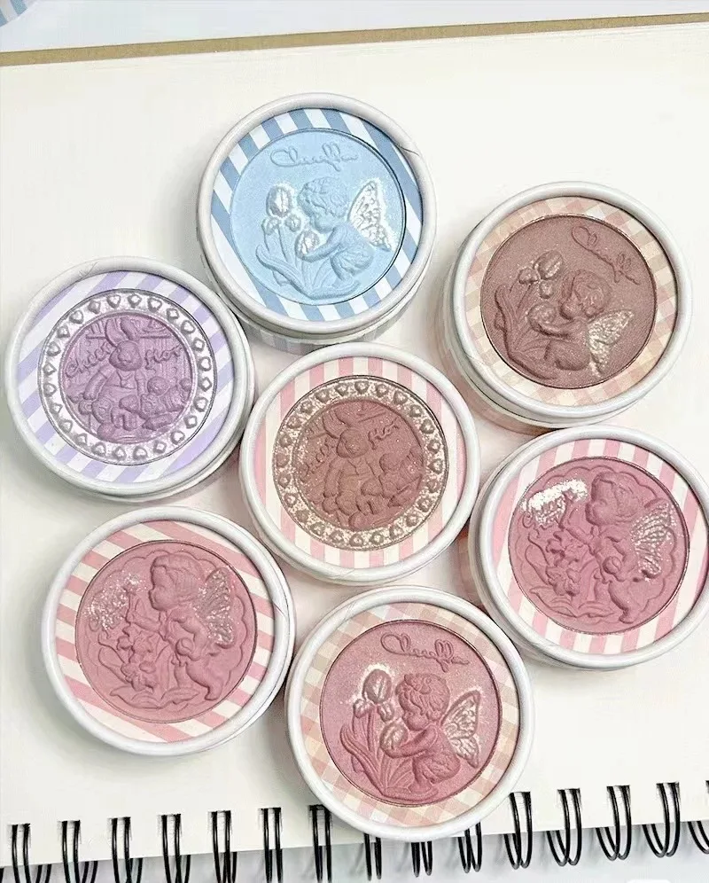 CHEERFLOR Embossed Solid Color Blush, Cheeks Powder Blush, Smooth Mate Face Light, Smooth, Facial Beauty Cosmetic Makeup