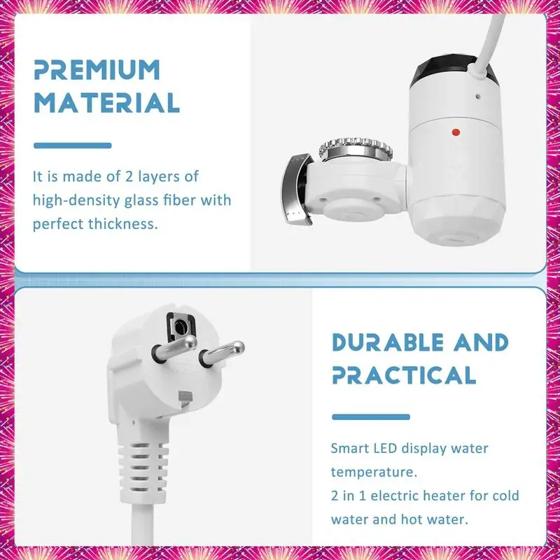LUWEI Electric Water Heater With Temperature Display For Kitchen Instant Heating Faucet Heater Tankless Water EU Plug