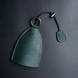 Elegant Genuine Leather Key Holder Case with Key Ring - Handmade Protective Cover (FM Green)