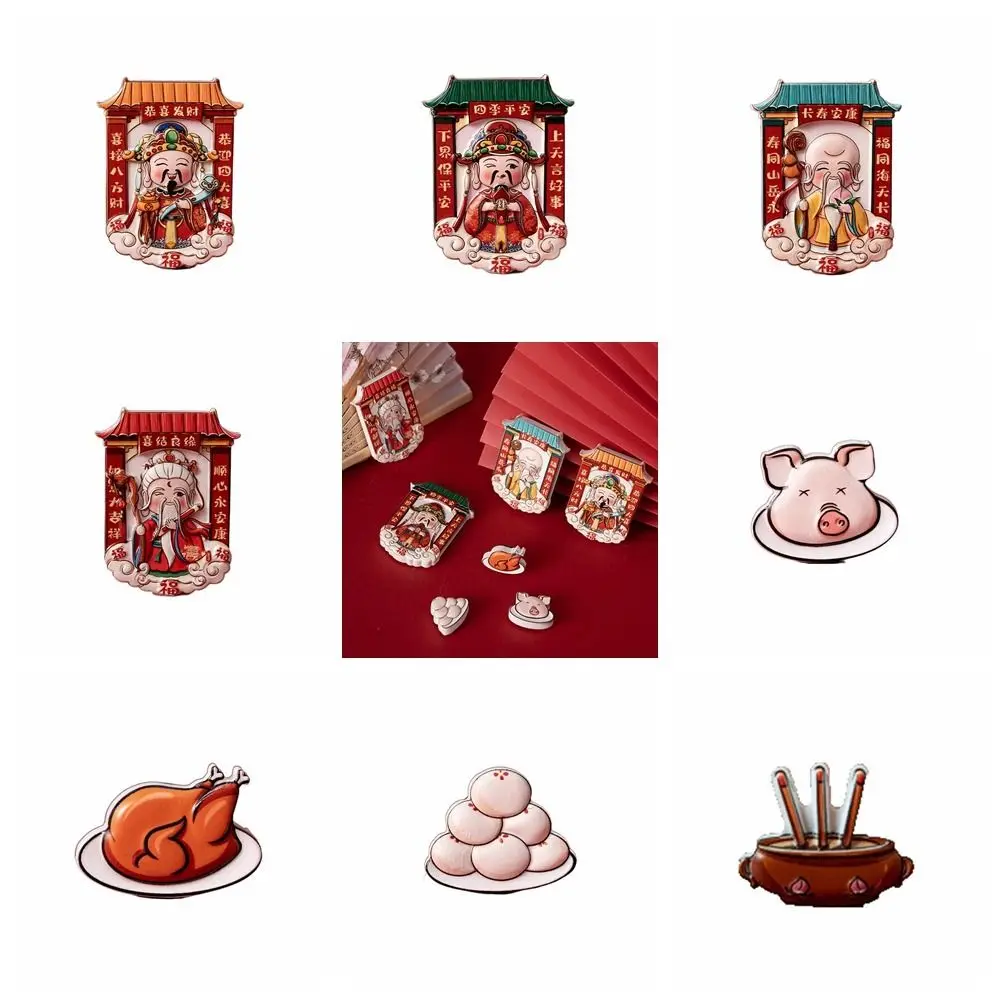

3D God of Wealth Fridge Magnets Soft Magnetic Cartoon Kitchen God Fridge Decal God of Wealth Chinese Style Resin Fridge Stickers
