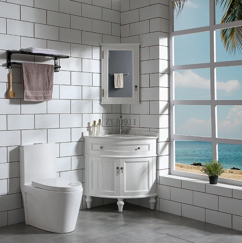 Multifunction Furniture Narrow Bathroom Cabinet Wooden Vanity Sink Storage Open Cabinets Filing Mirrors Shelf Luxury Gabinete