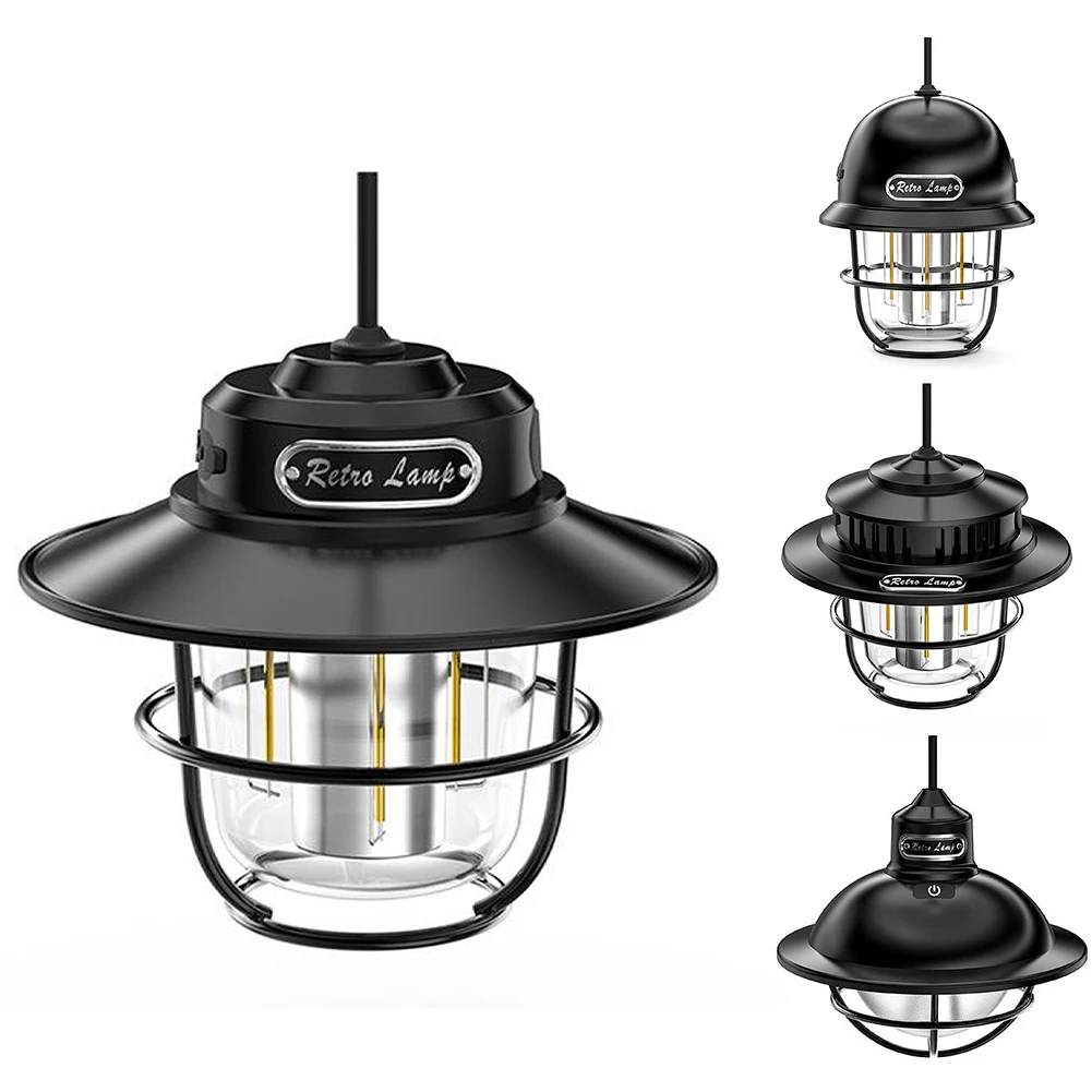 

Retro COB Camping Light Stepless Dimming High Brightness USB Rechargeable Outdoor Lantern Emergency Tent Lamp