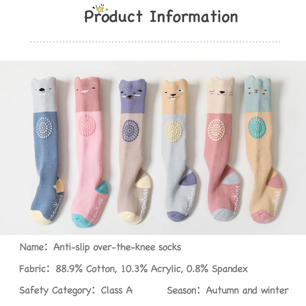 PANGDUBE Baby Knee Pads Baby Crawling Socks 0-3T Cute Cartoon Kids Long Socks Exquisite Cotton Toddler Accessories