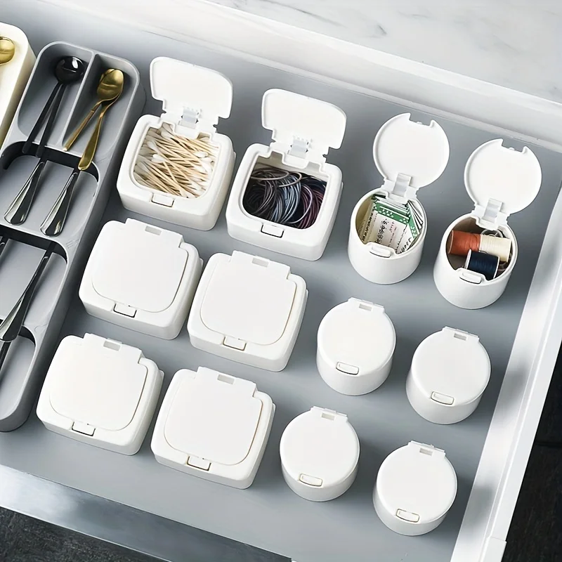 1PC White Double Compartment Plastic Desk Storage Box Organizes Your Desk Assessories
