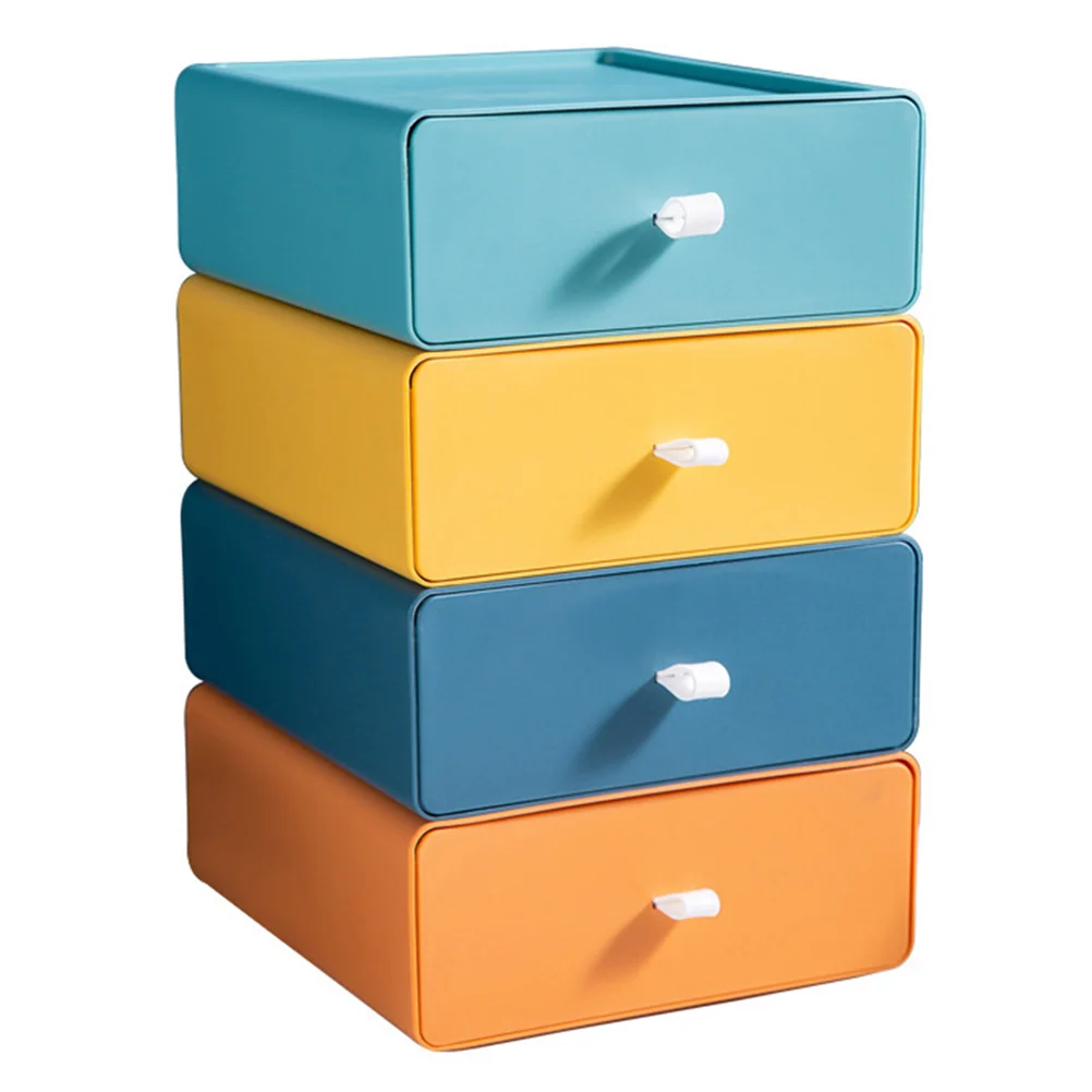 

4 Pcs Storage Box Plastic Makeup Organizer Desktop Case Set Table Drawer Pp Stackable Office