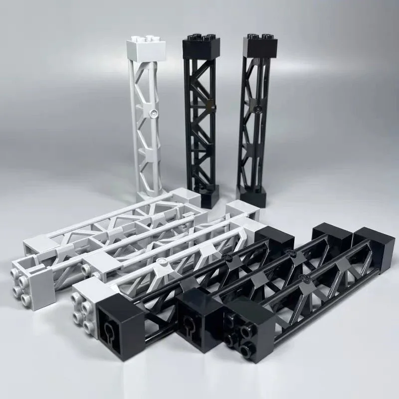 40PCS 기차 트랙 지지대 기둥 Moc 빌딩 블록 부품 2x2x10 거더 포스트 어셈블리 95347 58827 건축 브릭 장난감