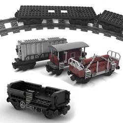 MOC City Train Track Freight Train Firewood Car Building Block Compartment  DIY Accessories Package Bricks Assembly Model 92088