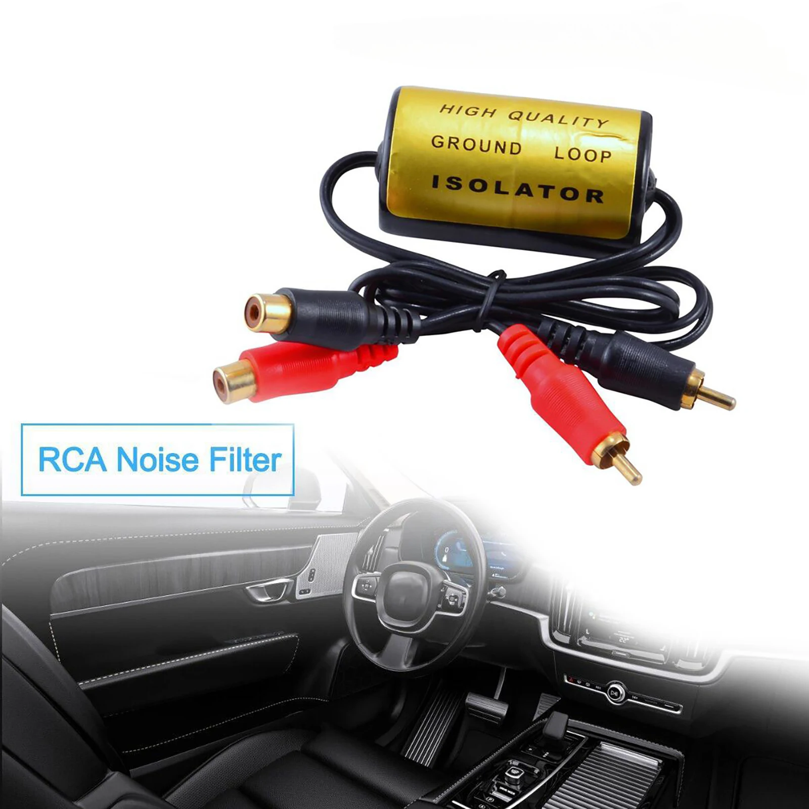 

RCA Audio Noise Filter Suppressor Ground Loop Isolator For Car And Home Stereo