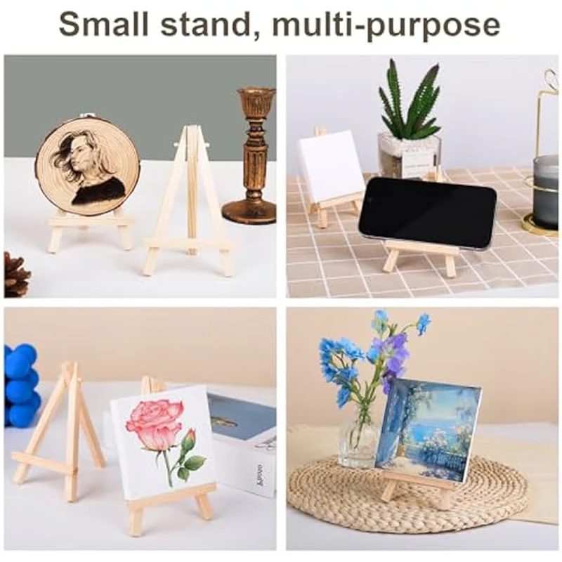 Mini cavalletto da esposizione in legno da 36 pezzi, piccolo cavalletto in legno per piccoli supporti per tela, artigianato per - immagine 2