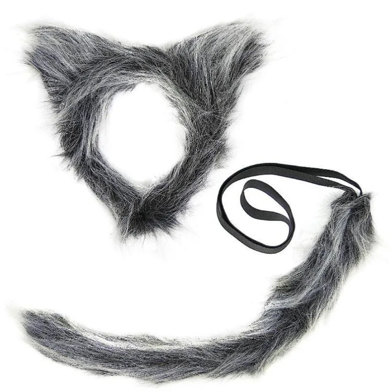 Girl Plush Wolf Ear Headband Tail Skirt Mask Suit Wolf Cosplay Party Costumes Ladies Birthday Gift Halloween