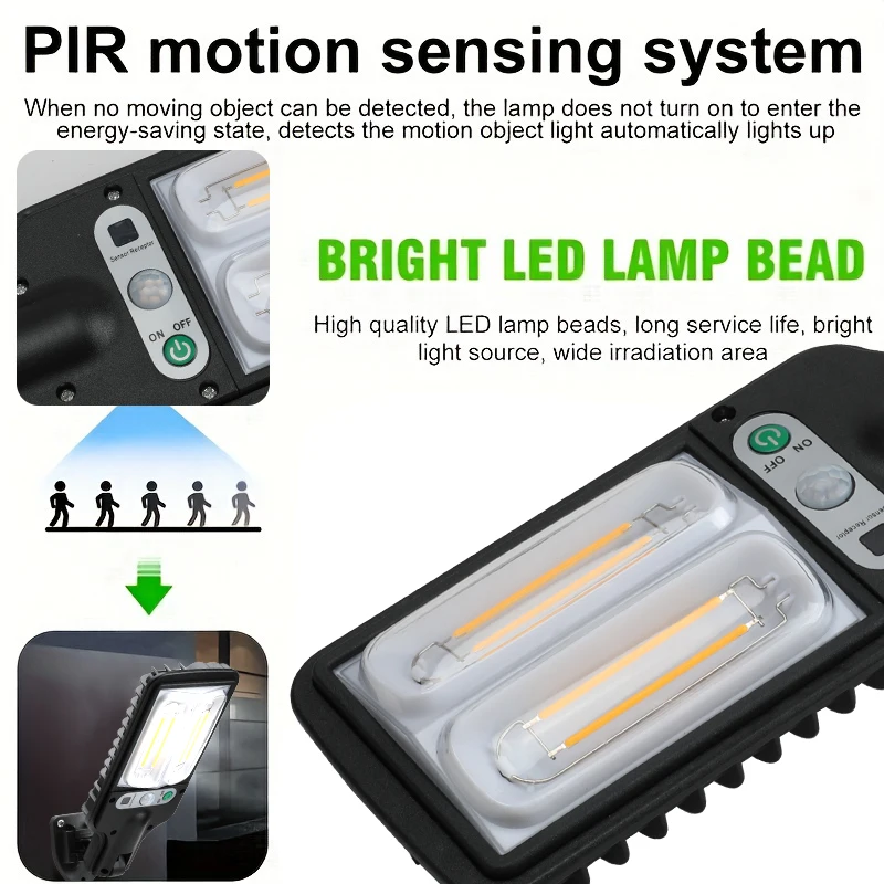 Solar Tungsten Lights Outdoor With 3 Mode Waterproof Motion Sensor Security Lighting LED Wall Street Lamp for Garden Patio Path