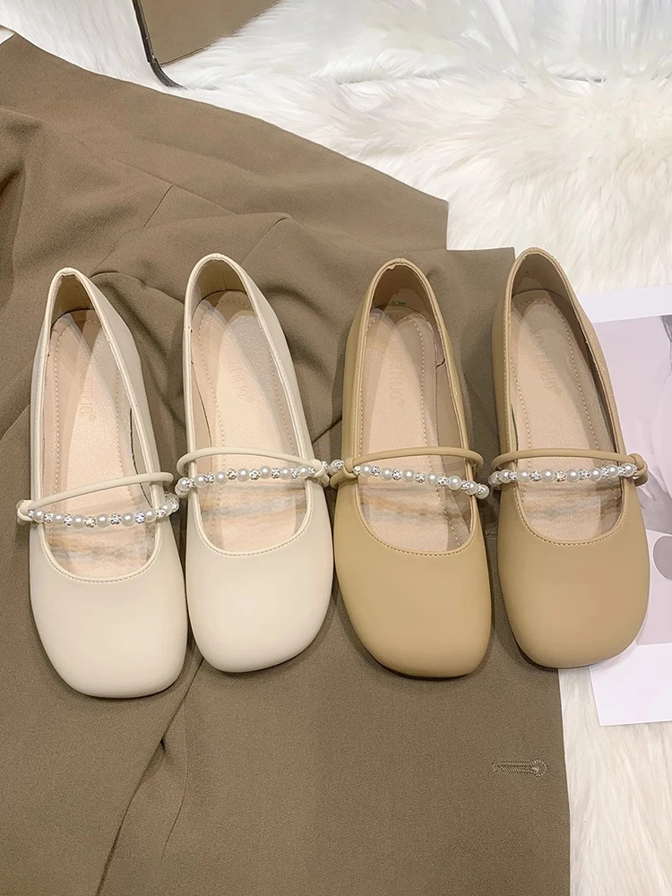 

Кроссовки женские с круглым носком, Мягкая Повседневная Удобная обувь с украшением из жемчуга, лето 2024