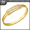 Luxury High-end Three Layer Inlaid Zircon Stainless Steel Cuff Bracelet 18 K Gold Plated Waterproof Clasp Bangle Fine Jewelry 1