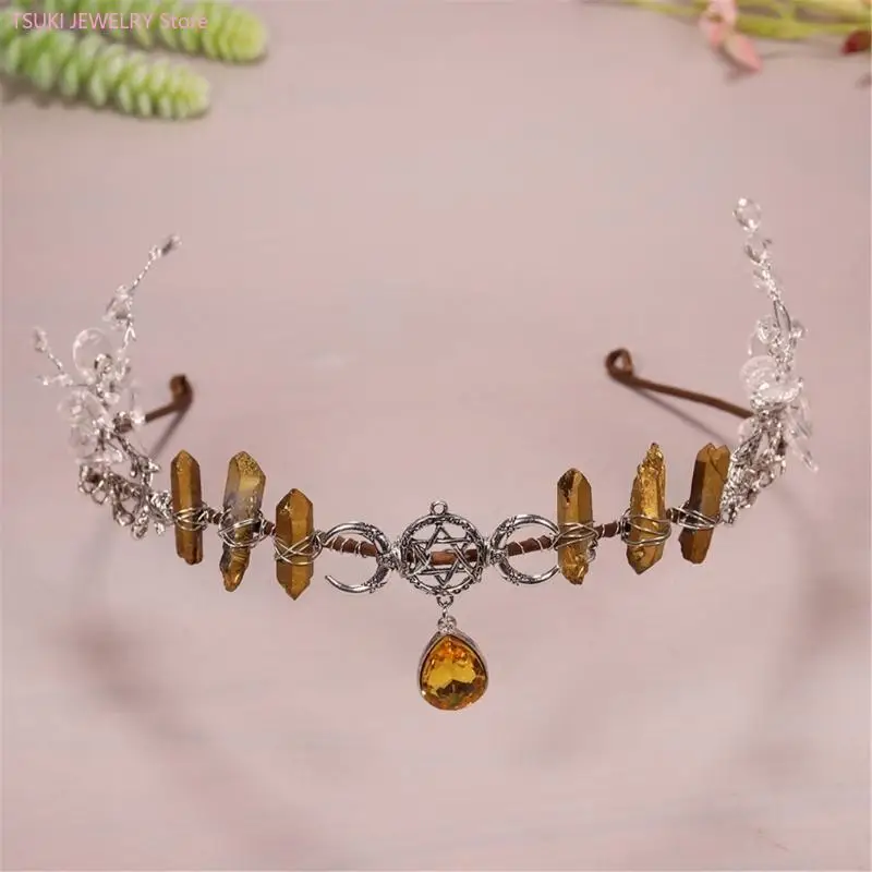 62KE Elegantes Kristall-Stirnband für Halloween für Bühnenauftritte und Kostümpartys. Tragen Sie Geschenke für Jungen und – Detail 8