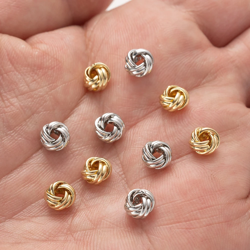 5/10Pcs 14K Goldene Überzogene Messing Weben Runde Spacer Perlen Für DIY Handgemachte Armbänder Halsketten Schmuck zubehör Großhandel – Detail 3